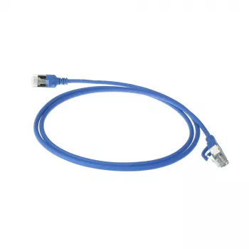 ACT niebieski 10 m LSZH U/FTP CAT6A cienki kabel krosowy do centrów danych z wtykami RJ45 bez zaczepów