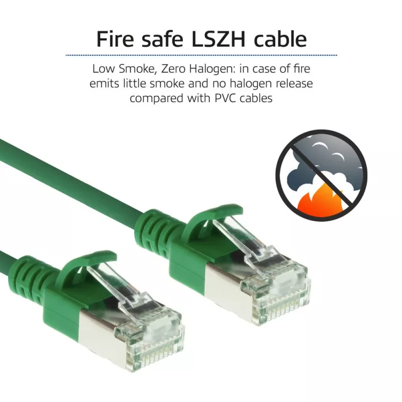 ACT zielony 7 metrów LSZH U/FTP CAT6A wąski kabel krosowy do centrum danych z wtykami RJ45