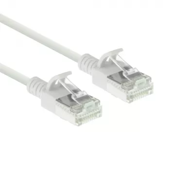 ACT biały 0,5 metra kabel krosowy LSZH U/FTP CAT6A do centrum danych, slimline, bez zaczepów, ze złączami RJ45