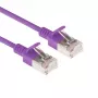 Kabel krosowy ACT fioletowy 0,5 m LSZH U/FTP CAT6A slimline do centrów danych ze złączami RJ45 bez zaczepu