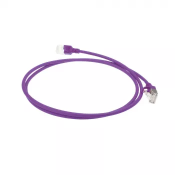 ACT fioletowy 1 m LSZH U/FTP CAT6A kabel krosowy do centrów danych slimline z zatrzaskowymi złączami RJ45