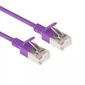 ACT fioletowy 10 metrów LSZH U/FTP CAT6A cienki kabel krosowy do centrum danych z zatrzaskowymi złączami RJ45