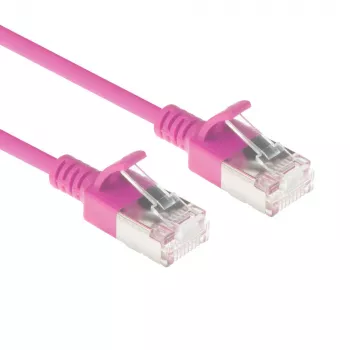 ACT różowy 2 metry LSZH U/FTP CAT6A cienki kabel krosowy do centrów danych z wtykami RJ45 bez zaczepów