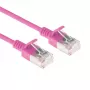 ACT różowy 2 metry LSZH U/FTP CAT6A cienki kabel krosowy do centrów danych z wtykami RJ45 bez zaczepów