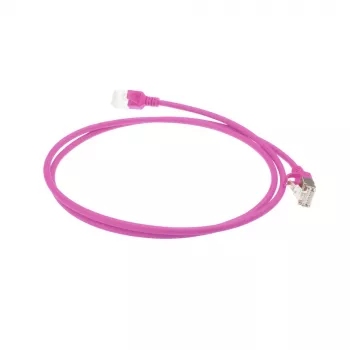 ACT różowy 2 metry LSZH U/FTP CAT6A cienki kabel krosowy do centrów danych z wtykami RJ45 bez zaczepów