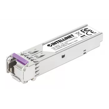 Intellinet Gigabit Fiber WDM Bi-Directional SFP Optical transceiver Module 1000Base-BX-U (LC) Single-Mode Port, 80 km (50 mi.), BiDi WDM (RX1550/TX1490), MSA-compliant for Maximum Compatibility, srebrny