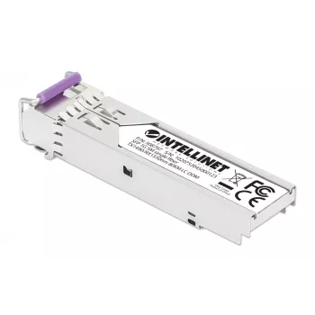 Intellinet Gigabit Fiber WDM Bi-Directional SFP Optical transceiver Module 1000Base-BX-U (LC) Single-Mode Port, 80 km (50 mi.), BiDi WDM (RX1550/TX1490), MSA-compliant for Maximum Compatibility, srebrny