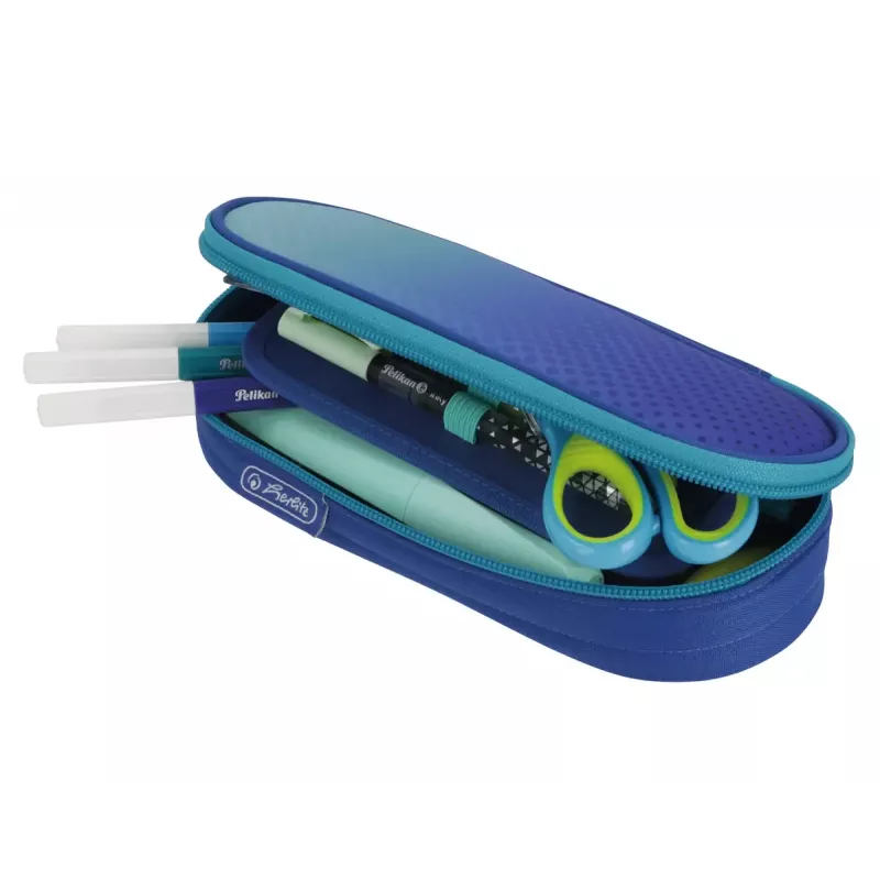 Herlitz Dip Dye Soft Pencil Case Poliester Niebieski Turkusowy 215x95x60mm