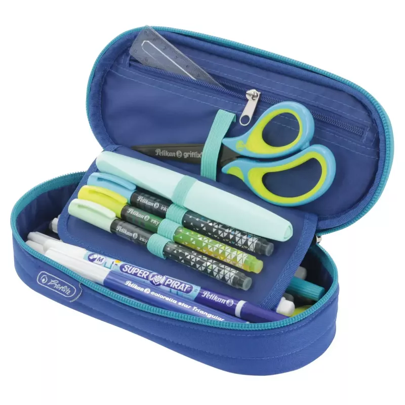 Herlitz Dip Dye Soft Pencil Case Poliester Niebieski Turkusowy 215x95x60mm