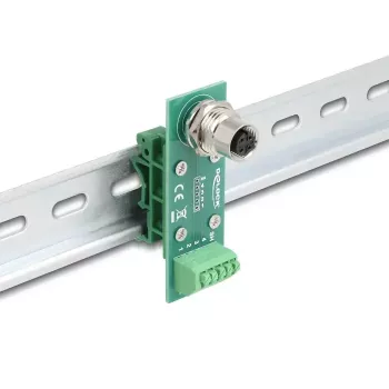 DeLOCK Adapter modułu transferowego M12, 4-stykowe gniazdo z kodowaniem A na 5-stykowy blok zaciskowy