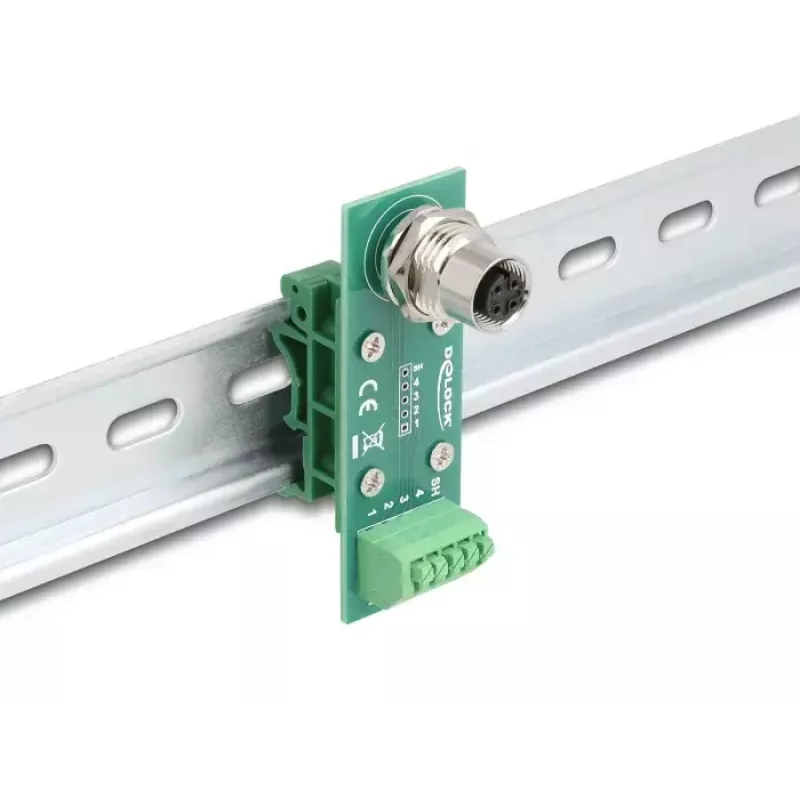 DeLOCK Adapter modułu transferowego M12, 4-stykowe gniazdo z kodowaniem A na 5-stykowy blok zaciskowy