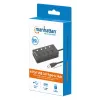 Koncentrator USB-C Manhattan, porty (x4) z przełącznikiem wł./wył. dla każdego portu: USB-A (x4), 5 Gb/s (USB 3.2 Gen1 znane jako USB 3.0), uniwersalny dla wszystkich urządzeń, zasilany z magistrali lub sieciowo (opcjonalne gniazdo, nie dołączone), kabel 1,5 m, SuperSpeed USB, czarny, trzyletnia gwarancja