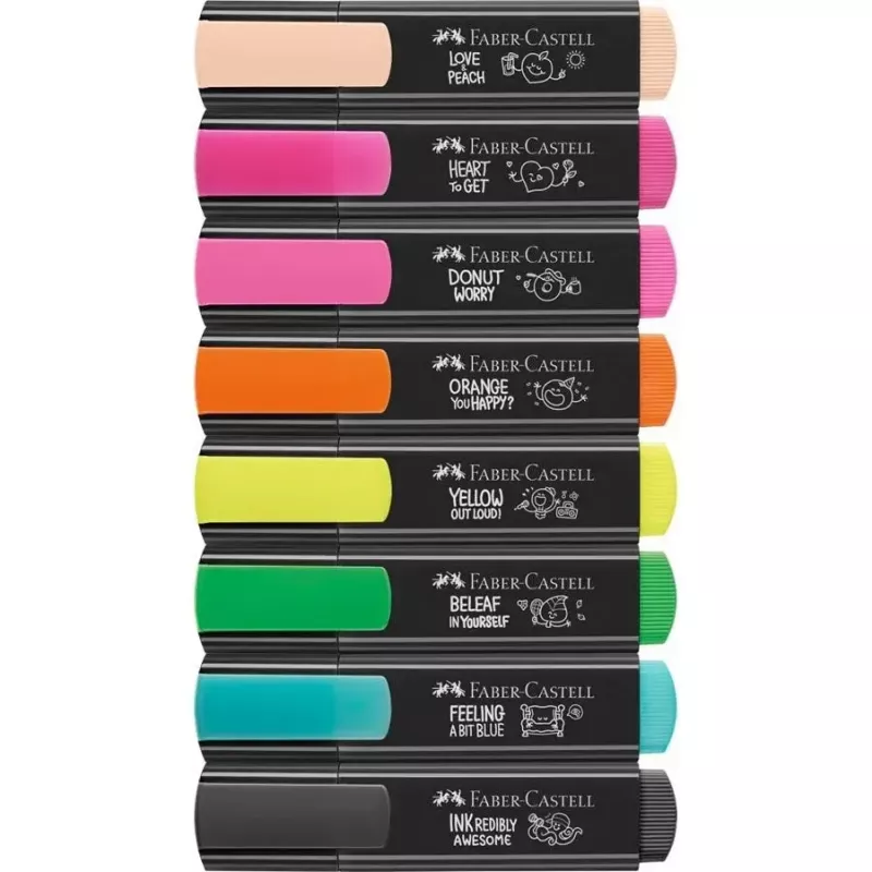 Marker Faber-Castell Textliner Graffiti 8 szt. Końcówka dłutowa Beżowy Czarny Niebieski Zielony Jasnoróżowy Pomarańczowy Różowy Żółty
