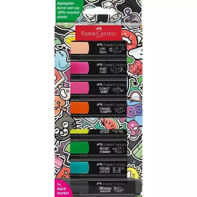 Marker Faber-Castell Textliner Graffiti 8 szt. Końcówka dłutowa Beżowy Czarny Niebieski Zielony Jasnoróżowy Pomarańczowy Różowy Żółty