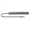 Hub/stacja dokująca Manhattan USB-C, Porty (x7): USB-A (x3) i USB-C (x4), z Power Delivery (PD) 100 W – wymaga zewnętrznej ładowarki USB-C (nie dołączono). Zasilany przez USB (nie wymaga zewnętrznego zasilacza), gdy PD nie jest używane, Aluminium