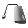 Hub/stacja dokująca Manhattan USB-C, Porty (x7): USB-A (x3) i USB-C (x4), z Power Delivery (PD) 100 W – wymaga zewnętrznej ładowarki USB-C (nie dołączono). Zasilany przez USB (nie wymaga zewnętrznego zasilacza), gdy PD nie jest używane, Aluminium