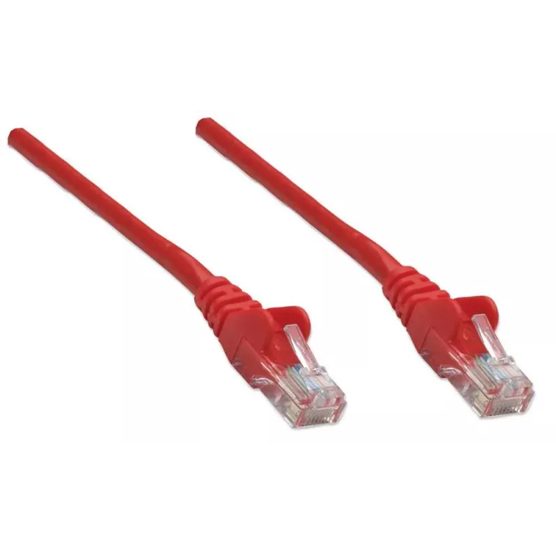 Intellinet Network kabel krosowy, Cat5e, 1m, czerwony, CCA, U/UTP, PVC, RJ45, Gold Plated Contacts, Snagless, Booted, Lifetime Warranty