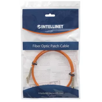 Intellinet Kabel światłowodowy patchcord, OM2, LC/LC, 5 m, pomarańczowy, duplex, wielomodowy, 50/125 µm, LSZH, włókno, dożywotnia gwarancja