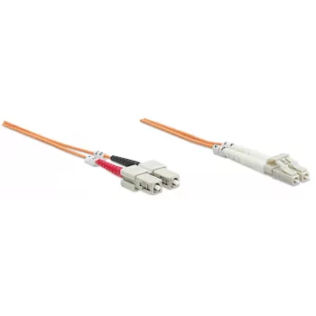 Patchcord światłowodowy Intellinet, OM2, LC/SC, 5 m, pomarańczowy, duplex, wielomodowy, 50/125 µm, LSZH, włókno, dożywotnia gwarancja