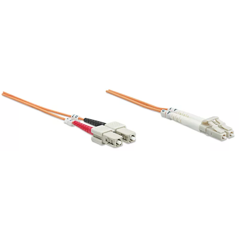Patchcord światłowodowy Intellinet, OM2, LC/SC, 5 m, pomarańczowy, duplex, wielomodowy, 50/125 µm, LSZH, włókno, dożywotnia gwarancja