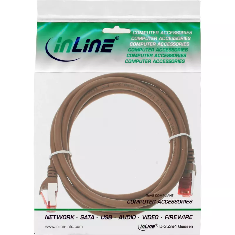 InLine Patch kabel S/FTP PiMF Cat.6 250MHz PVC miedź brązowy 3m