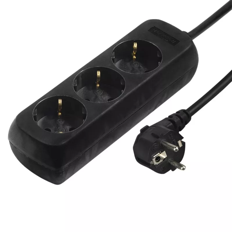 Hama 00108843 Listwa przeciwprzepięciowa czarna 3 gniazda AC 230 V 5 m