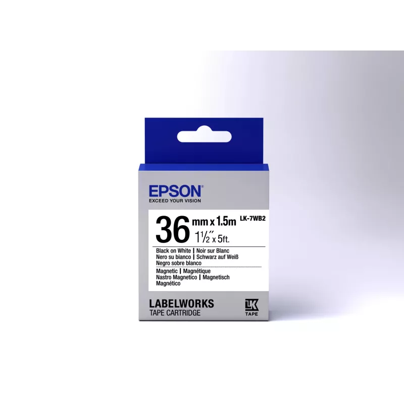 Kaseta z taśmą magnetyczną Epson LK-7WB2 czarny na białym 36 mm (1,5 m)
