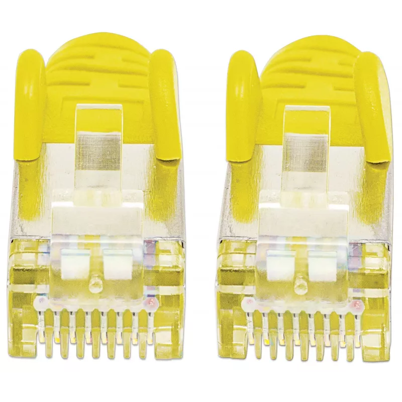 Intellinet Network kabel krosowy, Cat6, 0.5m, żółty, miedź, S/FTP, LSOH / LSZH, PVC, RJ45, pozłacane styki, Snagless, osłonięty, dożywotnia gwarancja