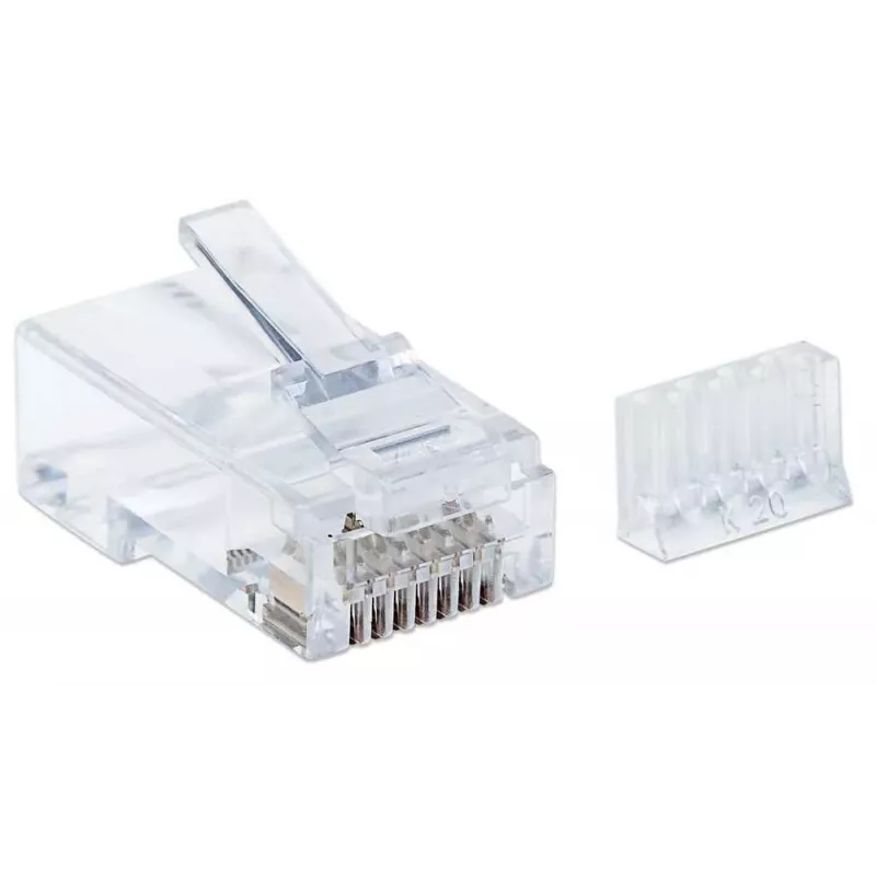Intellinet Wtyki modułowe RJ45, Cat6, UTP, 3-zębne, do drutu litego, styki pozłacane 15 µ, 90 szt.