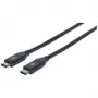 Kabel Manhattan USB-C na USB-C, 50 cm, męski na męski, czarny, 10 Gb/s (USB 3.2 Gen2 znany też jako USB 3.1), 3 A (szybkie ładowanie), SuperSpeed+ USB, dożywotnia gwarancja, odpowiednik USB31CC50CM