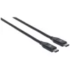 Kabel Manhattan USB-C na USB-C, 50 cm, męski na męski, czarny, 10 Gb/s (USB 3.2 Gen2 znany też jako USB 3.1), 3 A (szybkie ładowanie), SuperSpeed+ USB, dożywotnia gwarancja, odpowiednik USB31CC50CM