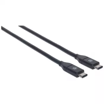 Kabel Manhattan USB-C na USB-C, 50 cm, męski na męski, czarny, 10 Gb/s (USB 3.2 Gen2 znany też jako USB 3.1), 3 A (szybkie ładowanie), SuperSpeed+ USB, dożywotnia gwarancja, odpowiednik USB31CC50CM