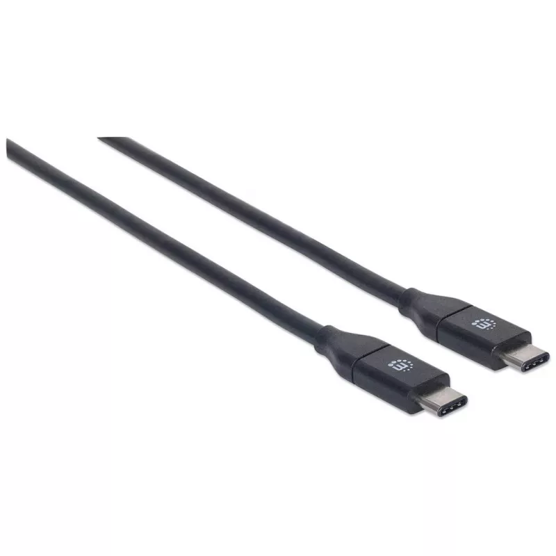 Kabel Manhattan USB-C na USB-C, 50 cm, męski na męski, czarny, 10 Gb/s (USB 3.2 Gen2 znany też jako USB 3.1), 3 A (szybkie ładowanie), SuperSpeed+ USB, dożywotnia gwarancja, odpowiednik USB31CC50CM