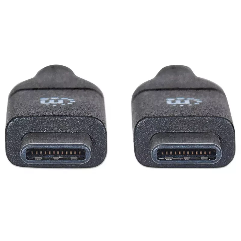 Kabel Manhattan USB-C na USB-C, 50 cm, męski na męski, czarny, 10 Gb/s (USB 3.2 Gen2 znany też jako USB 3.1), 3 A (szybkie ładowanie), SuperSpeed+ USB, dożywotnia gwarancja, odpowiednik USB31CC50CM