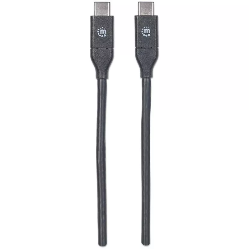 Kabel Manhattan USB-C na USB-C, 50 cm, męski na męski, czarny, 10 Gb/s (USB 3.2 Gen2 znany też jako USB 3.1), 3 A (szybkie ładowanie), SuperSpeed+ USB, dożywotnia gwarancja, odpowiednik USB31CC50CM