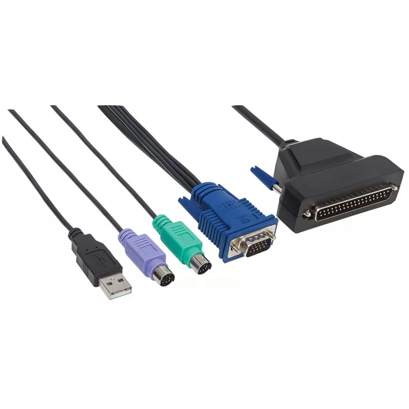 Kabel Intellinet VGA 1-Port do konsoli KVM, złącza PS2, USB i VGA