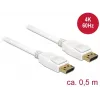 Kabel DisplayPort DeLOCK 85507 0.5 m Biały
