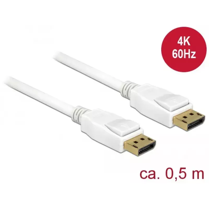 Kabel DisplayPort DeLOCK 85507 0.5 m Biały