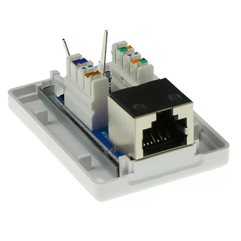 Natynkowa ekranowana puszka wyjściowa ACT FA5005 na 1 moduł CAT5E, 39×29,5×54 mm