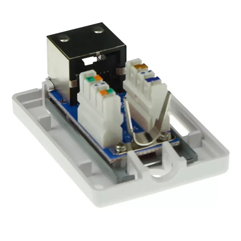 Natynkowa ekranowana puszka wyjściowa ACT FA5005 na 1 moduł CAT5E, 39×29,5×54 mm
