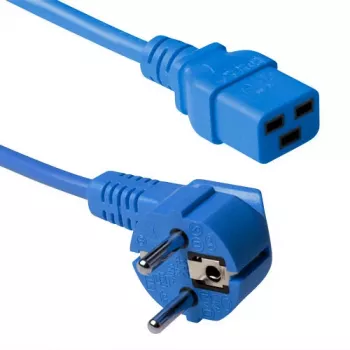 ACT Powercord kabel zasilający wtyk CEE 7/7 męski (kątowy) - C19 niebieski 1,2 m