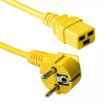 ACT Powercord przewód zasilający CEE 7/7 męski (kątowa) - C19 żółty 0,6 m