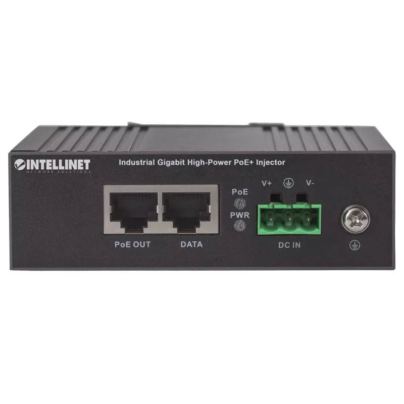 Intellinet Industrial Gigabit High-Power PoE+ Injector, 1 port 30 W, IEEE 802.3at/af Power over Ethernet (PoE+/PoE), obudowa metalowa