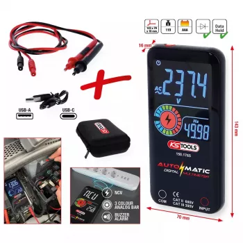 KS Tools 150.1765 automatyczny multimetr cyfrowy z sondami pomiarowymi