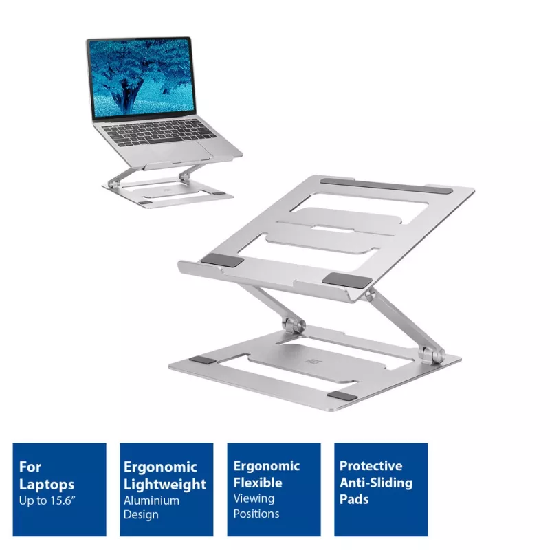 Podstawka pod laptop ACT AC8135 aluminiowa szara bezstopniowa regulacja wysokości
