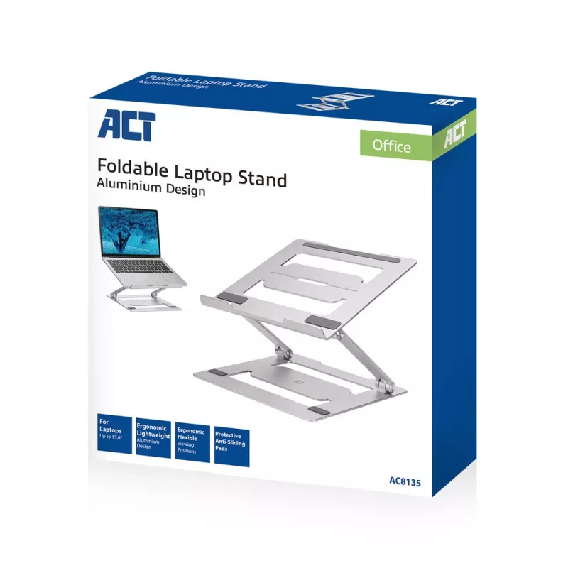 Podstawka pod laptop ACT AC8135 aluminiowa szara bezstopniowa regulacja wysokości