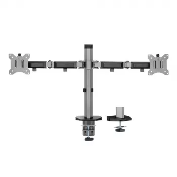 ACT Podwójne ramię do monitora, biurkowe, srebrne, zacisk/przelotka, 18 kg, 17–32 cale