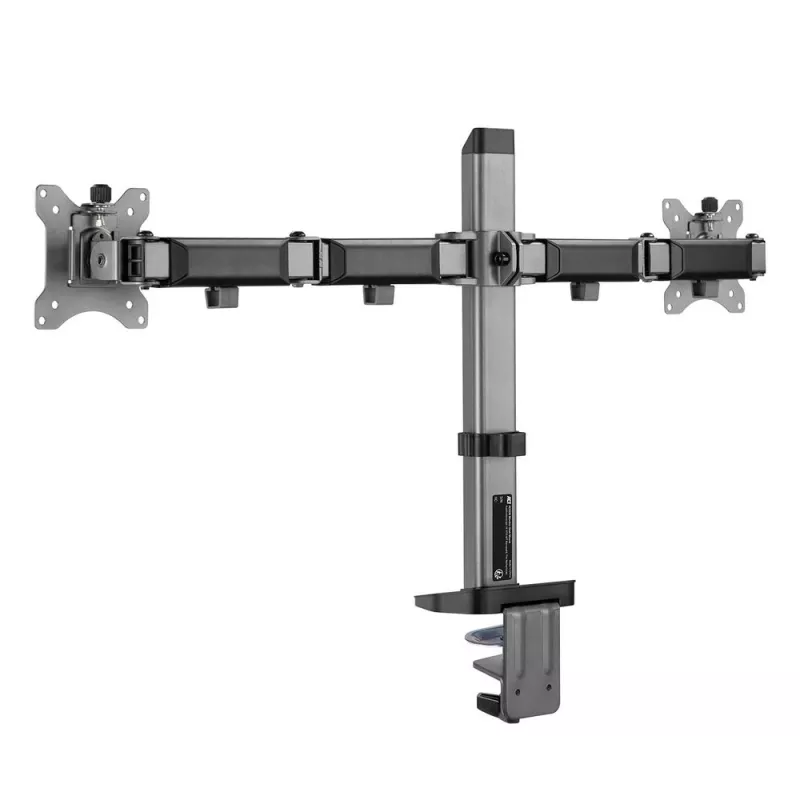 ACT Podwójne ramię do monitora, biurkowe, srebrne, zacisk/przelotka, 18 kg, 17–32 cale