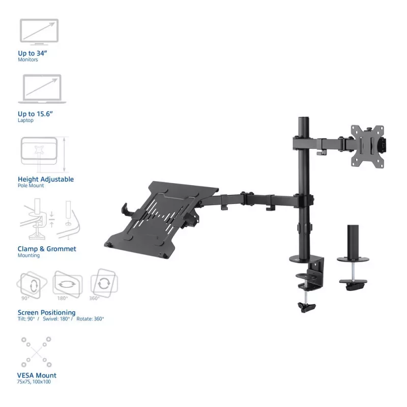 Laptop & monitor arm ACT AC8305 height adjustment 0-450mm