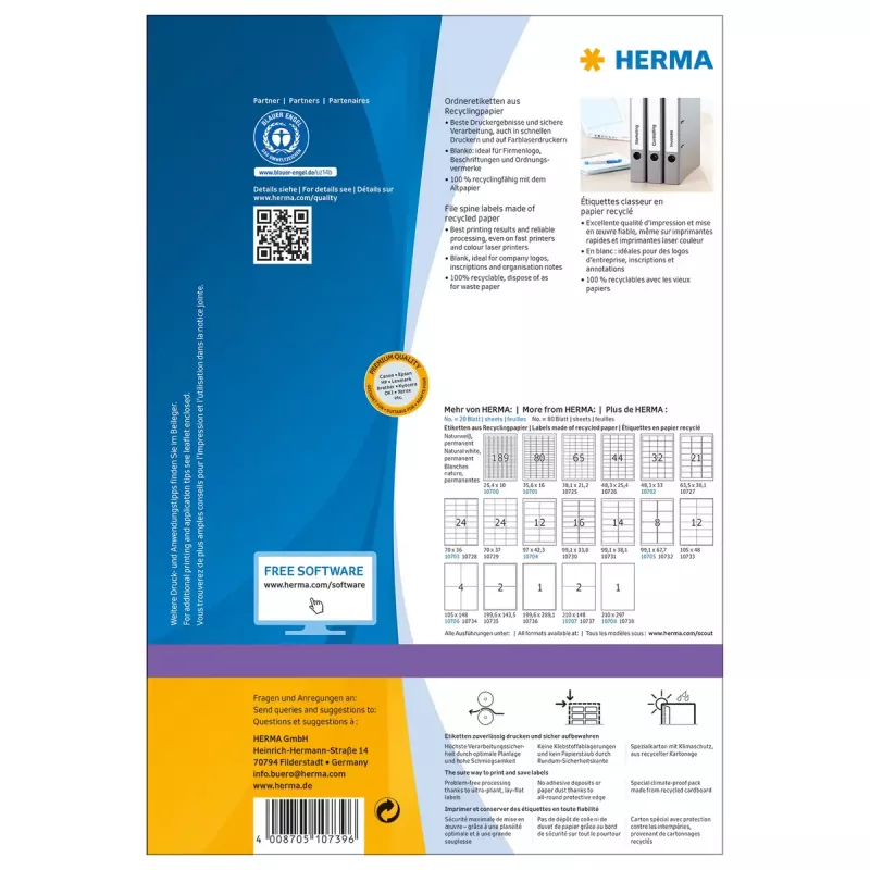 Samoprzylepna etykieta do drukarek HERMA 10739 biała 19,2x3,9 cm 560 etykiet